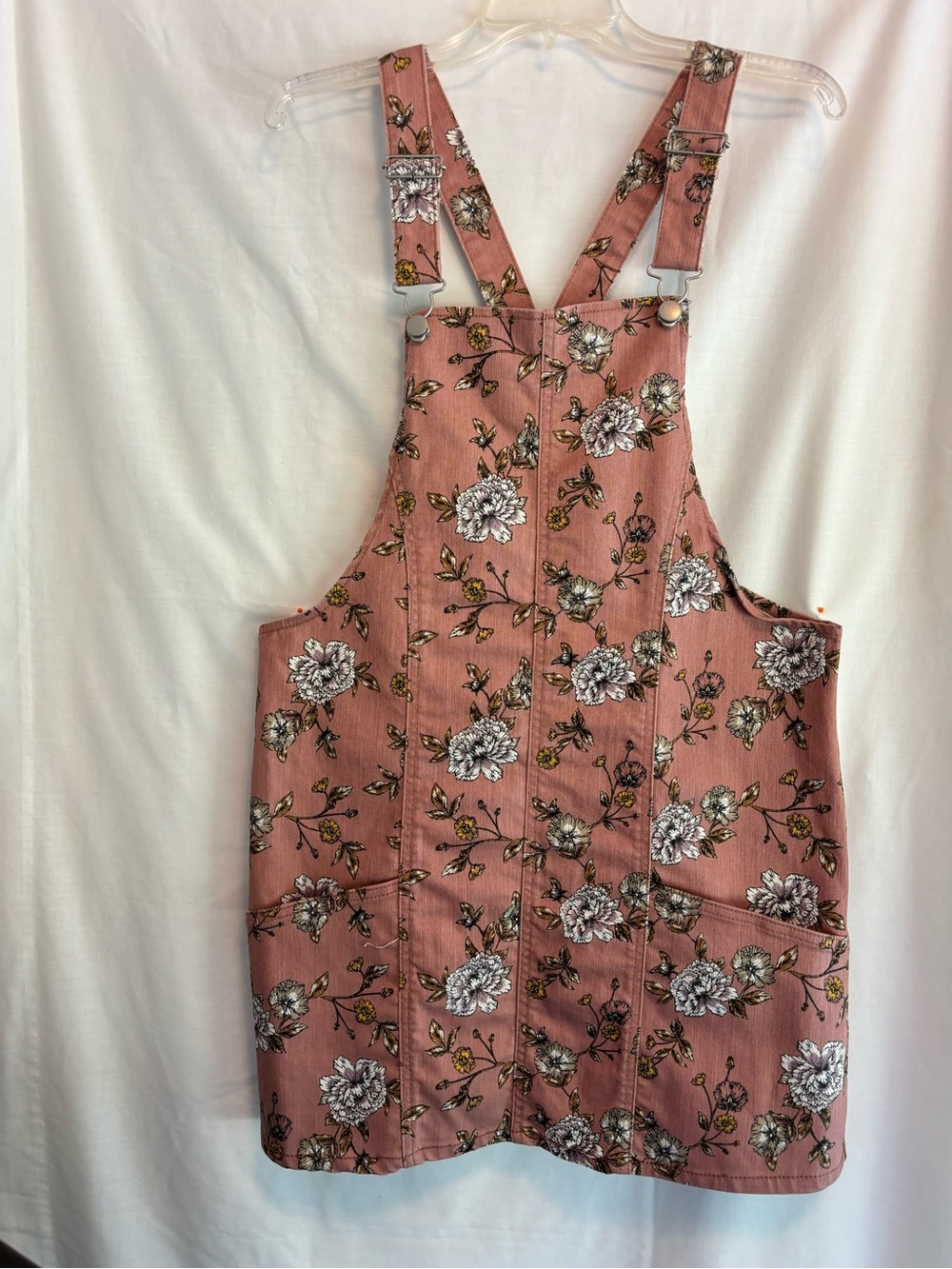 No Boundaries Dusty Rose Floral Overall Dress
